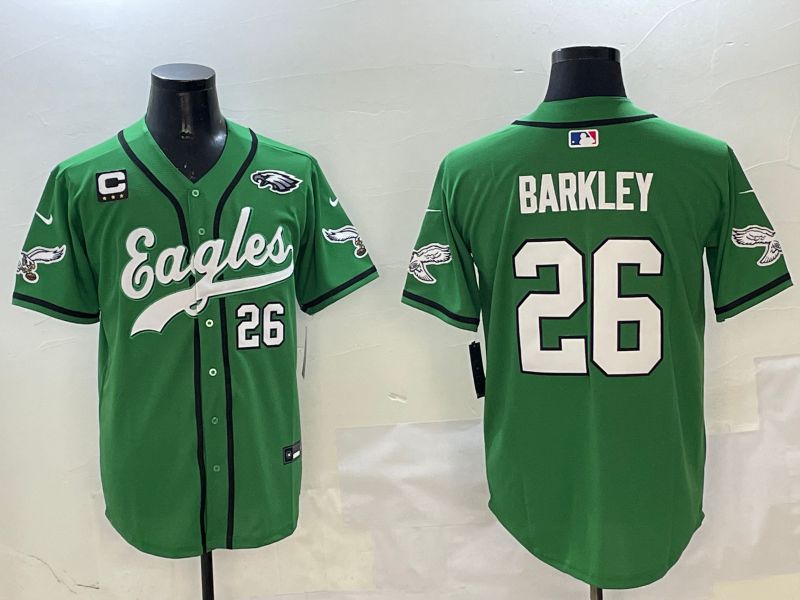 Men Philadelphia Eagles 26 Barkley Green three generations Jointly Name 2025 Nike Limited NFL Jersey style 9